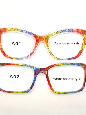 Watercolor Rainbow Stained Glass Toppers - Compatible Pair wear