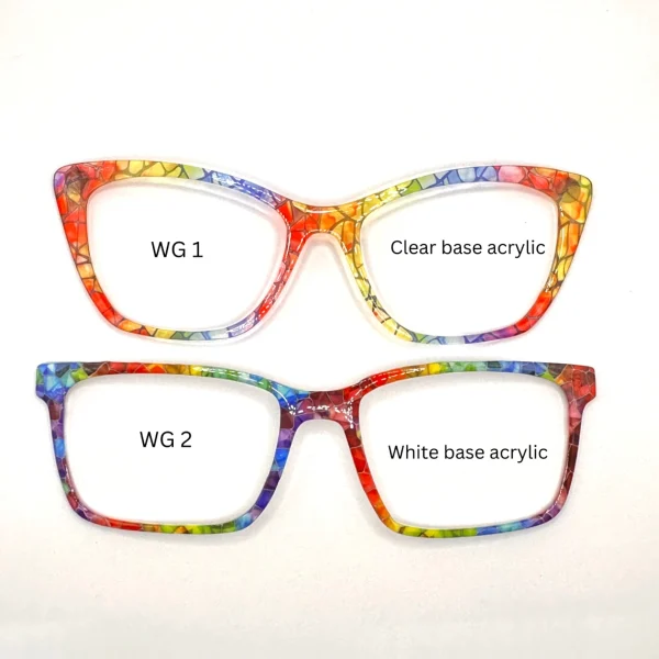 Watercolor Rainbow Stained Glass Toppers - Compatible Pair wear