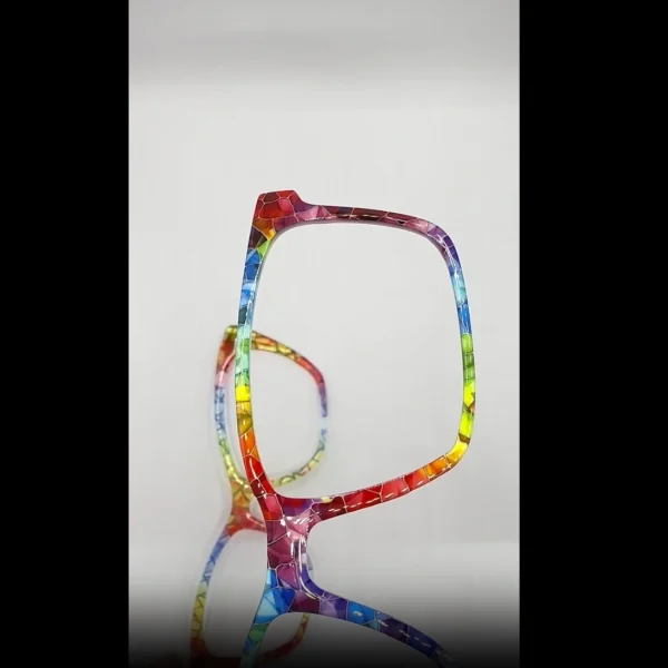 Watercolor Rainbow Stained Glass Toppers - Compatible Pair wear